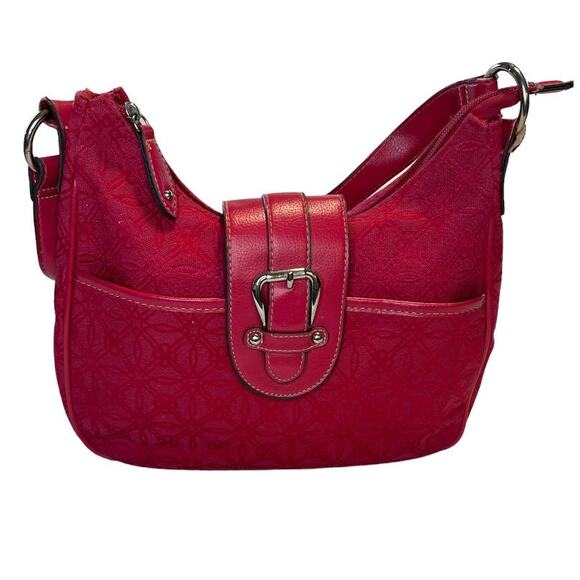 Croft & Barrow, Hot Pink Fabric Bag w/ Flap Buckle Zip Close - Picture 1 of 11